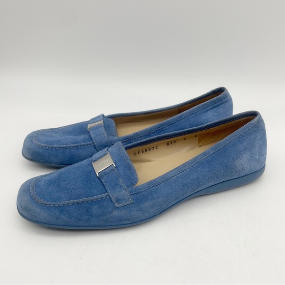Salvatore Ferragamo Blue Suede Loafers, Size 6 - Picture 3 of 9